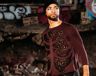 Ghoulish Rib Cage 3/4 Sleeve Tee