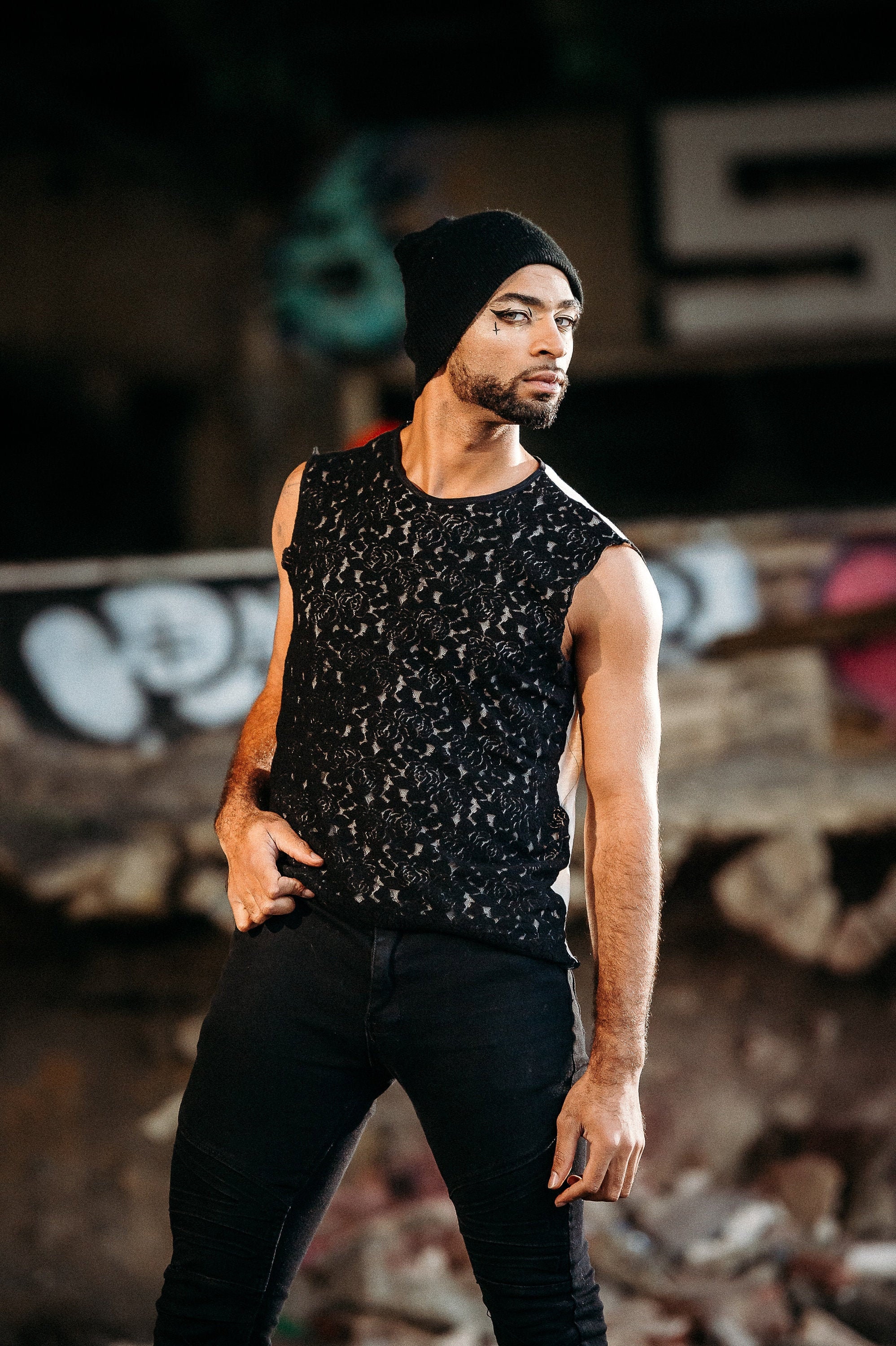 Mens lace tank top discount