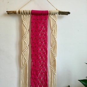 Narrow Magenta and White Wall Hanging