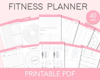 PRINTABLE Fitness Planner, Workout Planner, Weight Loss Tracker, Meal Planner, Fitness Journal, Workout Log