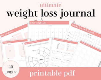 PRINTABLE Weight Loss Journal, Weight Loss Tracker, Fitness Journal, Weight Loss Printable, Pink