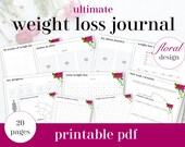 PRINTABLE Floral Weight Loss Journal, Weight Loss Tracker, Fitness Journal, Weight Loss Printable