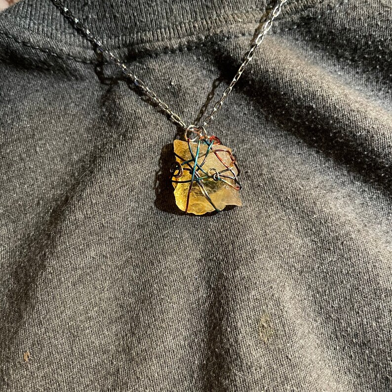 Raw Citrine Wire Wrapped Necklace