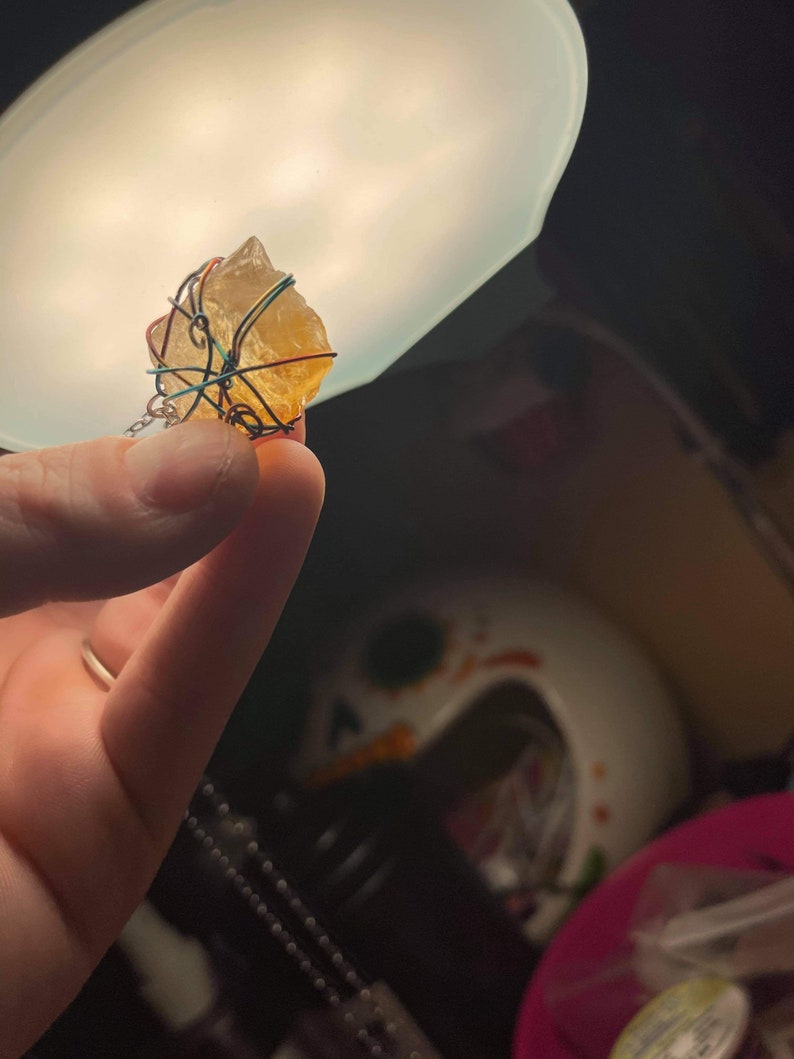Raw Citrine Wire Wrapped Necklace