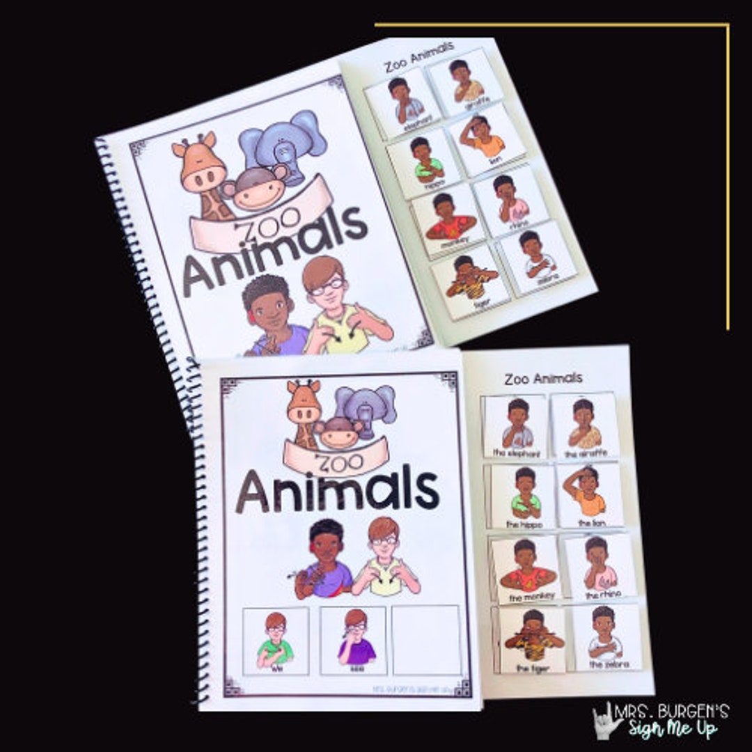 ASL Adapted Books Zoo Animals Etsy