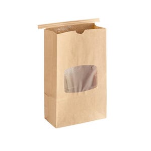25 - 6 x 2 3/4 x 9 1/2 -2lb -Kraft brown tin-tie bags with window - Bakery Bag, Coffee Bag - For Packing Food, Candy, Baked Goods