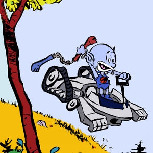 Calvin and Hobbes Your Fandom - Trasforma i tuoi personaggi preferiti nel tuo fumetto preferito - Illustrazione personalizzata con pennellate fantasiose