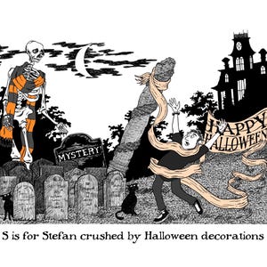 Arte personalizzata di Edward Gorey - Ritratto personalizzato di Gashlycrumb Tinies dalle tue foto - Bambini gotici spettrali