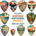 Vintage 63 USA National parks SVG, Retro National parks All United States of America National Parks,  national park service, Commercial Use