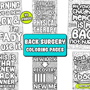 Funny back surgery Coloring Pages, funny Speed Recovery Gift | 33 illustrations | Ready for book publishing, instant download ( Source file)
