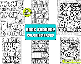 Funny back surgery Coloring Pages, funny Speed Recovery Gift | 33 illustrations | Ready for book publishing, instant download ( Source file)