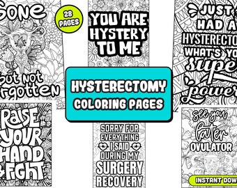 Funny Hysterectomy Coloring Pages, Hysterectomy Recovery Gift, Hysterectomy quotes, Post surgery gift, 28 illustrations, Instant download