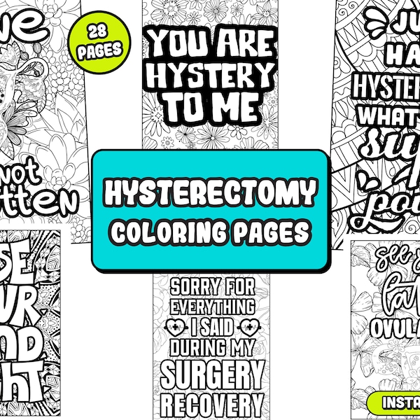Funny Hysterectomy Coloring Pages, Hysterectomy Recovery Gift, 28 illustrations, Ready for book publishing, Instant download