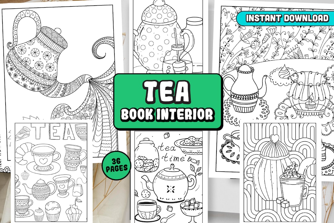 Tea Coloring Pages: Teapot & Beverage Illustrations, Tea Lover Coloring ...