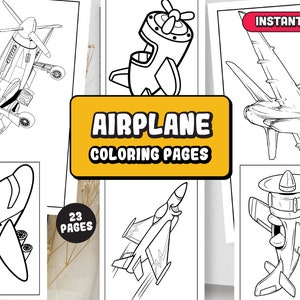 Airplane Coloring Book for Kids: Military & Biplane Designs (Digital Download)