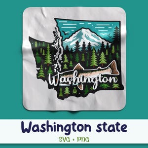Washington State Aquarell Clipart, schöner immergrüner Wald in Washington, Washington Clipart, Mount Rainier, SVG und PNG, kommerzielle Nutzung