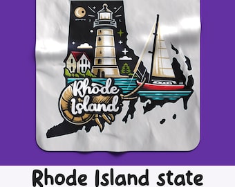 Clipart de acuarela de Rhode Island: faro, barco y molusco (SVG y PNG)