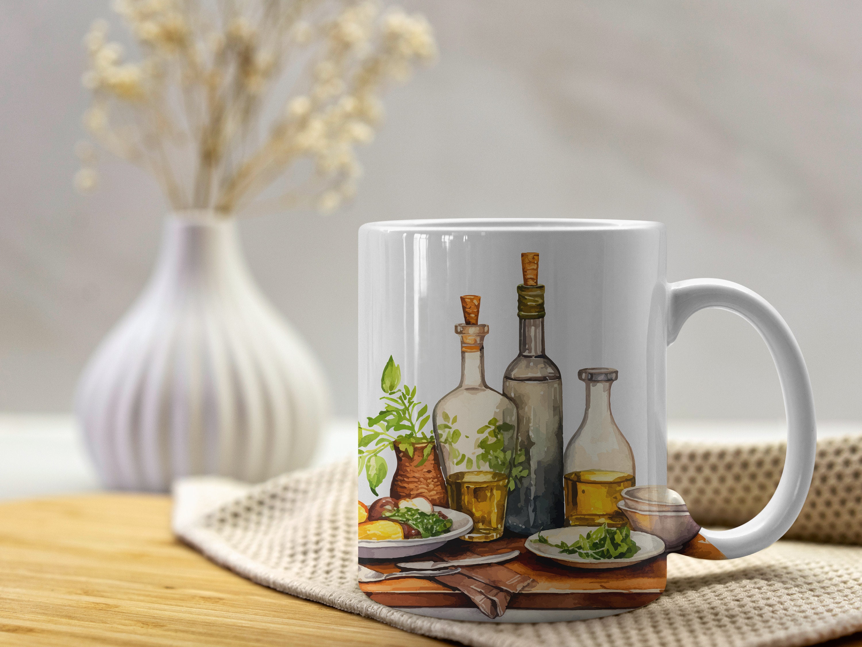 Oil and Vinegar Bottles Watercolor Clipart Kitchen Decor Etsy