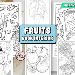 Fruits Coloring Pages for Kids: 30 Illustrations (Commercial Use) (Digital Download)