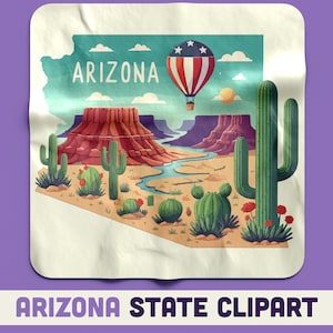 Arizona State Aquarell Clipart, Arizona Wüste svg, Wüstenkaktus, Arizona State Karte, SVG und PNG transparenter Hintergrund | Kommerzielle Nutzung
