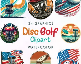 Disc Golf Clipart : Disc golfer, Vintage Frisbee golf, retro Disc golfing, Disc golf basket  (PNG, SVG)