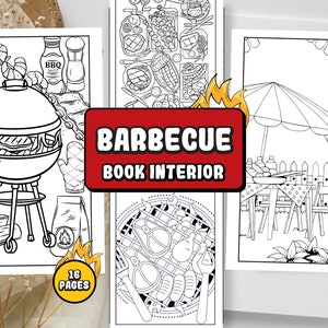 Barbecue Coloring Pages for Kids | Ready to use for book publishing, instant download ( editable source file)