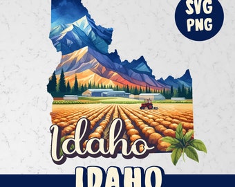 Idaho State Watercolor Clipart, United States of America, Idaho State map, Idaho USA, SVG and PNG, Transparent background, Commercial Use