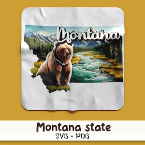 Montana State Watercolor Clipart, Beautiful Montana rivers, Montana Clipart, Montana Bear, Montana Home state,  SVG and PNG, Commercial Use