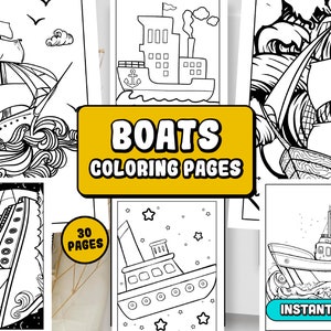 Boats and Sailing Ship Coloring Pages, Ready to use for book publishing, instant download ( editable source file)