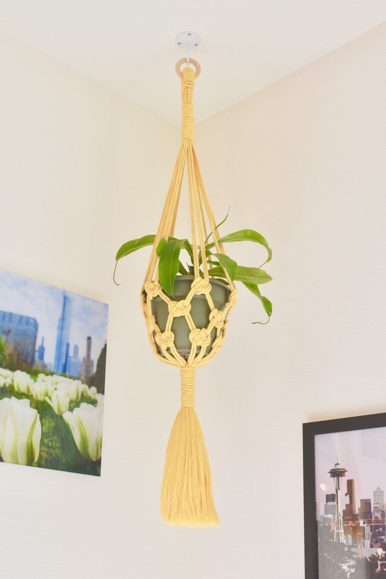 Macrame Plant Hanger Josephine Knot Natural Cotton Cord Etsy
