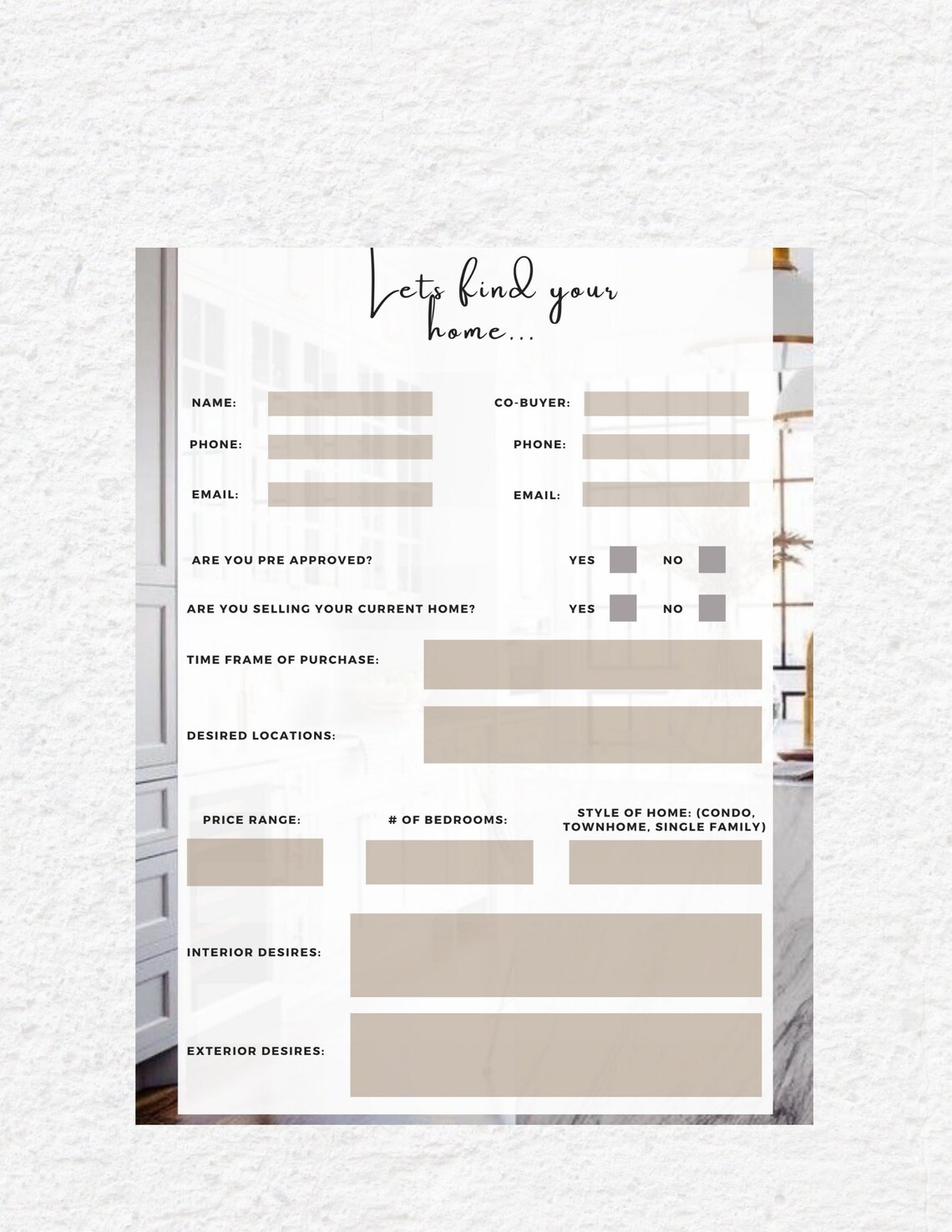 Buyer Questionnaire Realtor Templates Real Estate Buyer Etsy