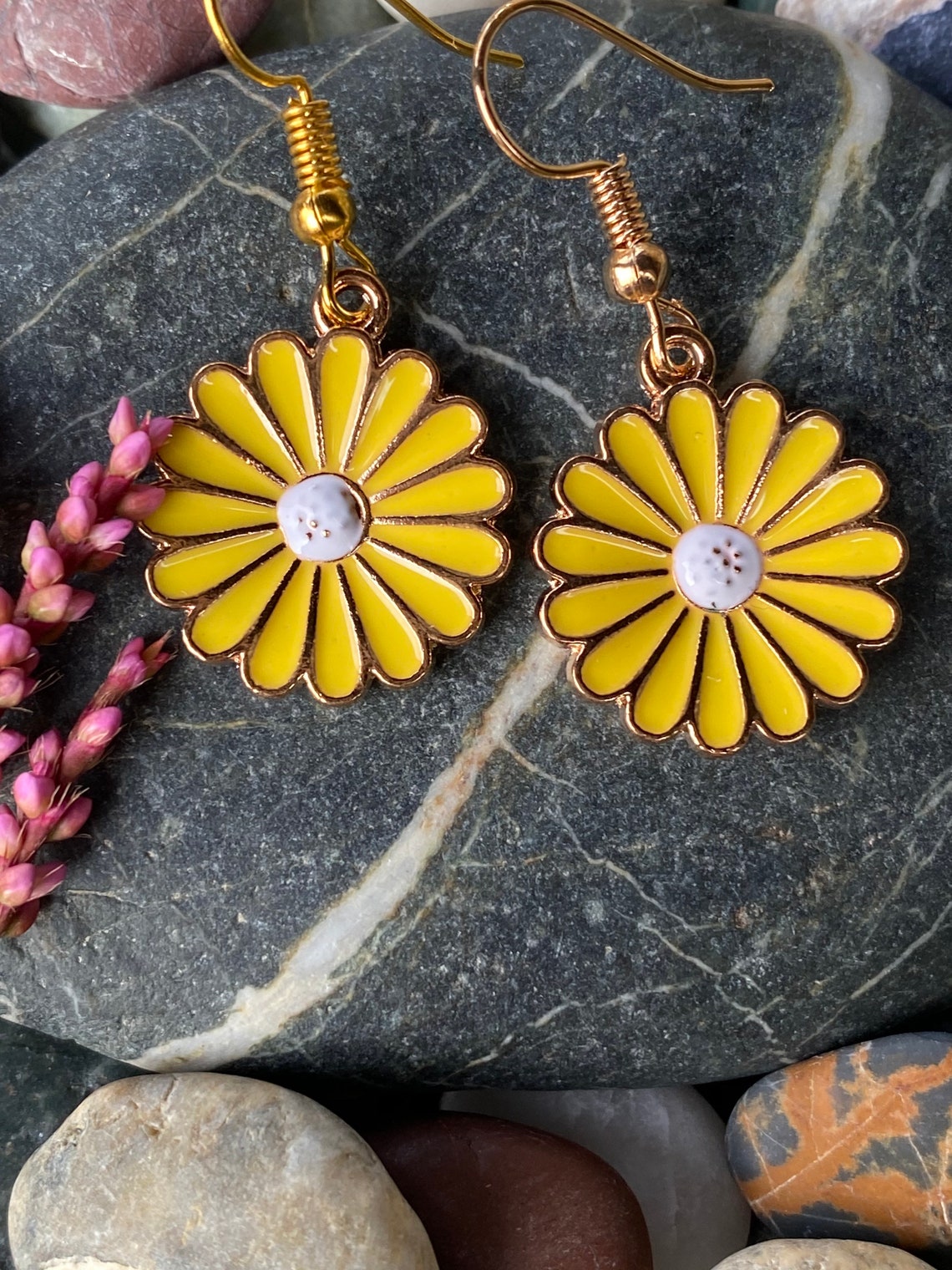 Yellow Daisy Earrings Etsy