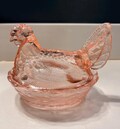 6" Glass Hen On Nest, 7 Color Options - Candy Dish HON