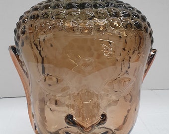 Tête De Bouddha En Verre Bleu - Sculpture Déco 30 Cm, 2 Kg