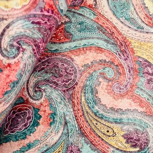 Cork on Leather Soft Paisley Print Genuine Leather, Genuine Leather for Crafts