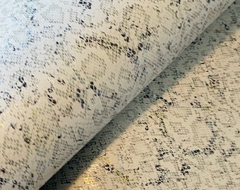 Metallic White and Silver Snake Print Leather, Genuine Leather Sheets for Craft