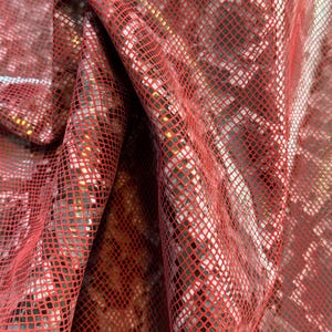 Red and  Blackish  background Snake Print Leather, Print Leather, Genuine Leather Sheets for Craft
