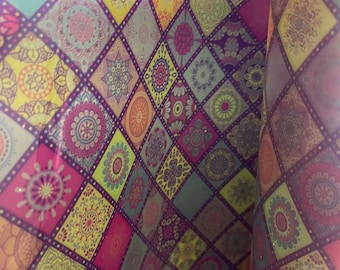Multicolored Mandala Diamond PVC sheets, PVC for crafts, PVC covers, pvc for jewelry