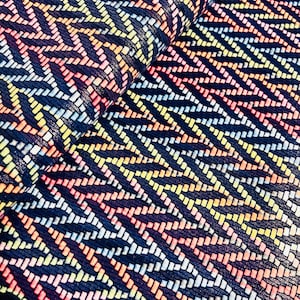 Dark Purple Multicolored Chevron Leather, Bright Easter Colored Leather, Chevron  Leather, Abstract Leather, Shiny Leather