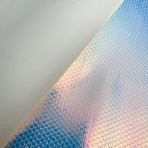 Synthetic Leather for Crafts, Faux Leather, Iridecent Mermaid Scales Embossed Faux Leather, Vegan Leather, Pink Faux Leather bild 2