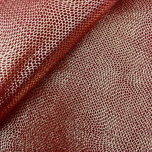 Metallic Red Gold Lace Snake Print Leather, Scarlet Line, Print Leather, Genuine Leather Sheets for Craft