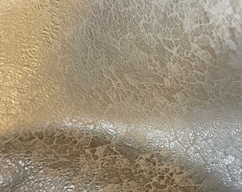 Goat Skin Metallic Cream Lace Print Leather Sheets for Craft, Floral Leather, Lace Print Leather