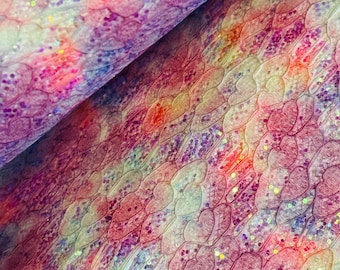Faux Leather Fabric, Glitter Brigth Hot  Pink Lace Faux Leather, Synthetic Leather, Fine Glitter Fabric Faux Leather, Vegan Leather,