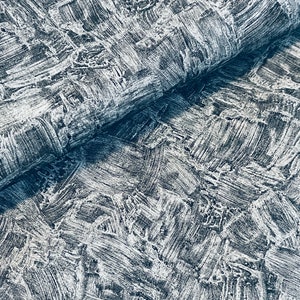Black and White Brushstroke Print Leather, Genuine Leather Sheets for Craft, Black Leather