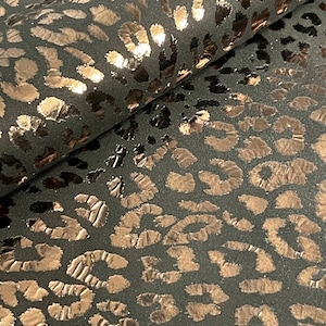 Black and Metallic Brown Leopard Print Leather, Brown Copper, Brown Leopard Print Leather