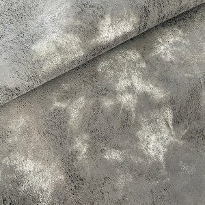 Metallic Gray Splashed Print Genuine Leather Sheets for Craft, Gray  Leather