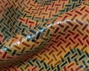 Tan Brown Rainbow Wave Broken chevron  Print Leather Sheet, Genuine Leather Sheets for Craft, Brown  Leather, Print Leather