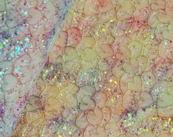 Faux Leather Fabric, Glitter ligth Pink  Lace Faux Leather, Synthetic Leather, Fine Glitter Fabric Faux Leather, Vegan Leather