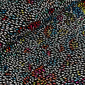 Black Multicolored Seed Fest Print Genuine Leather Sheets for Craft, Metallic Floral Leather, Seed Print Leather