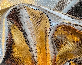 Full Goat Skin Metallic Rose Gold  Baby Snake Print Leather, Print Leather, Genuine Leather Sheets for Craft